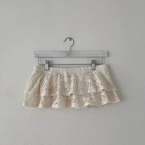 Free People Beach Crochet Top Ruffled Strapless Crop